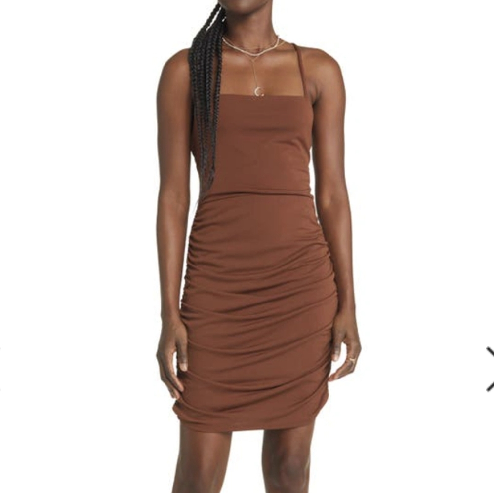 BP Brown Lace Up Mini Dress